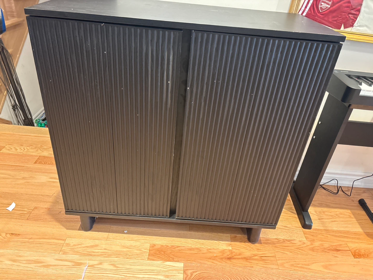 Black Bar/Wine  Fluted Cabinet with Doors