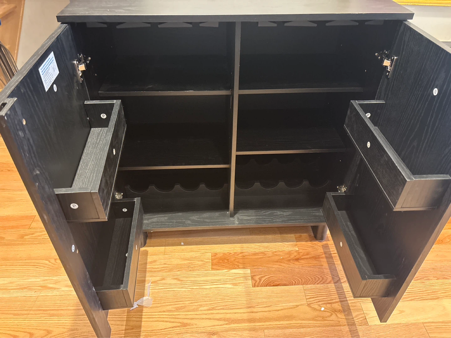 Black Bar/Wine  Fluted Cabinet with Doors - photo 3