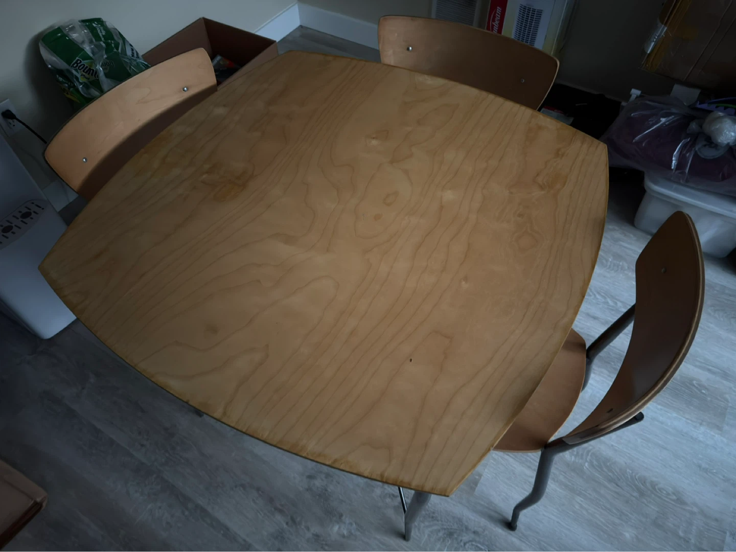 Wooden dining table with chairs