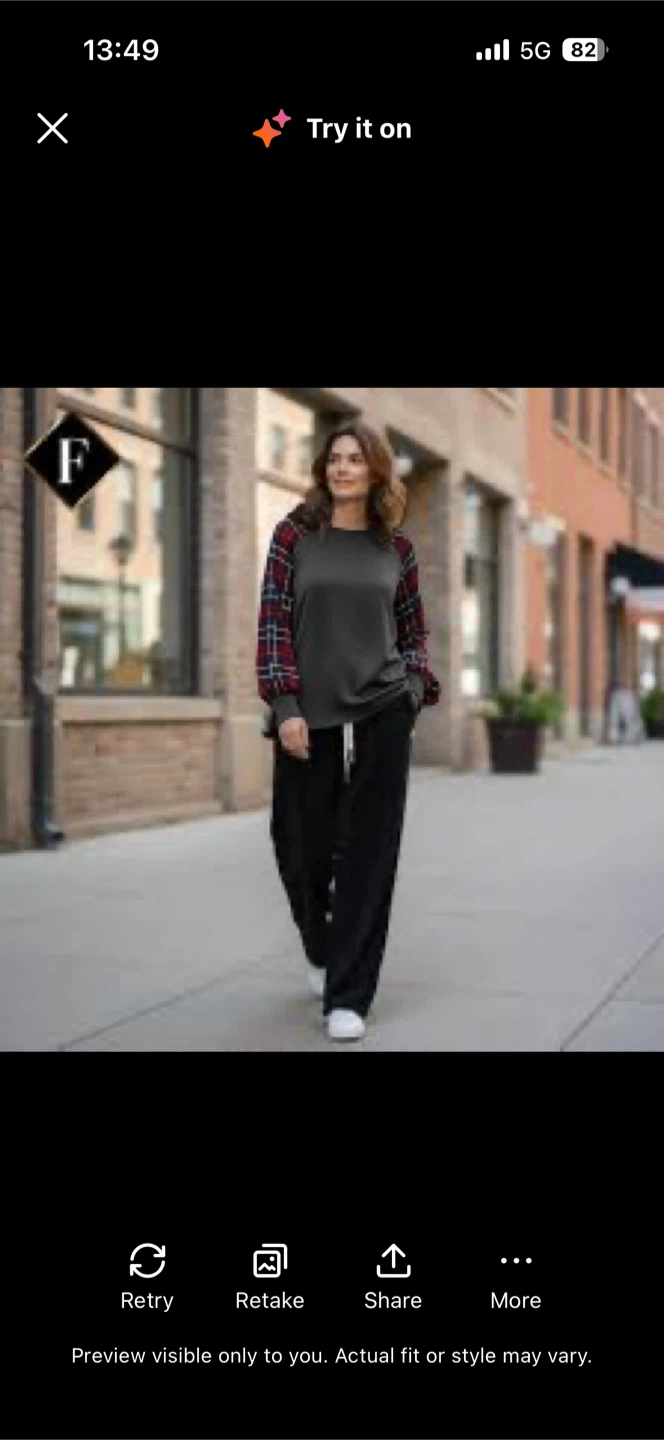 Sweater with plaid sleeves - photo 2