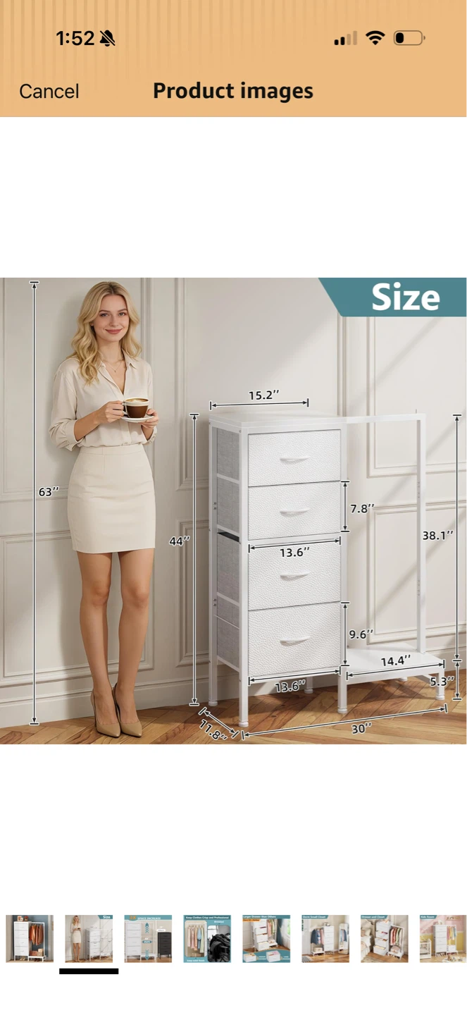 White 4-Drawer Dresser with Clothes Rack - photo 3