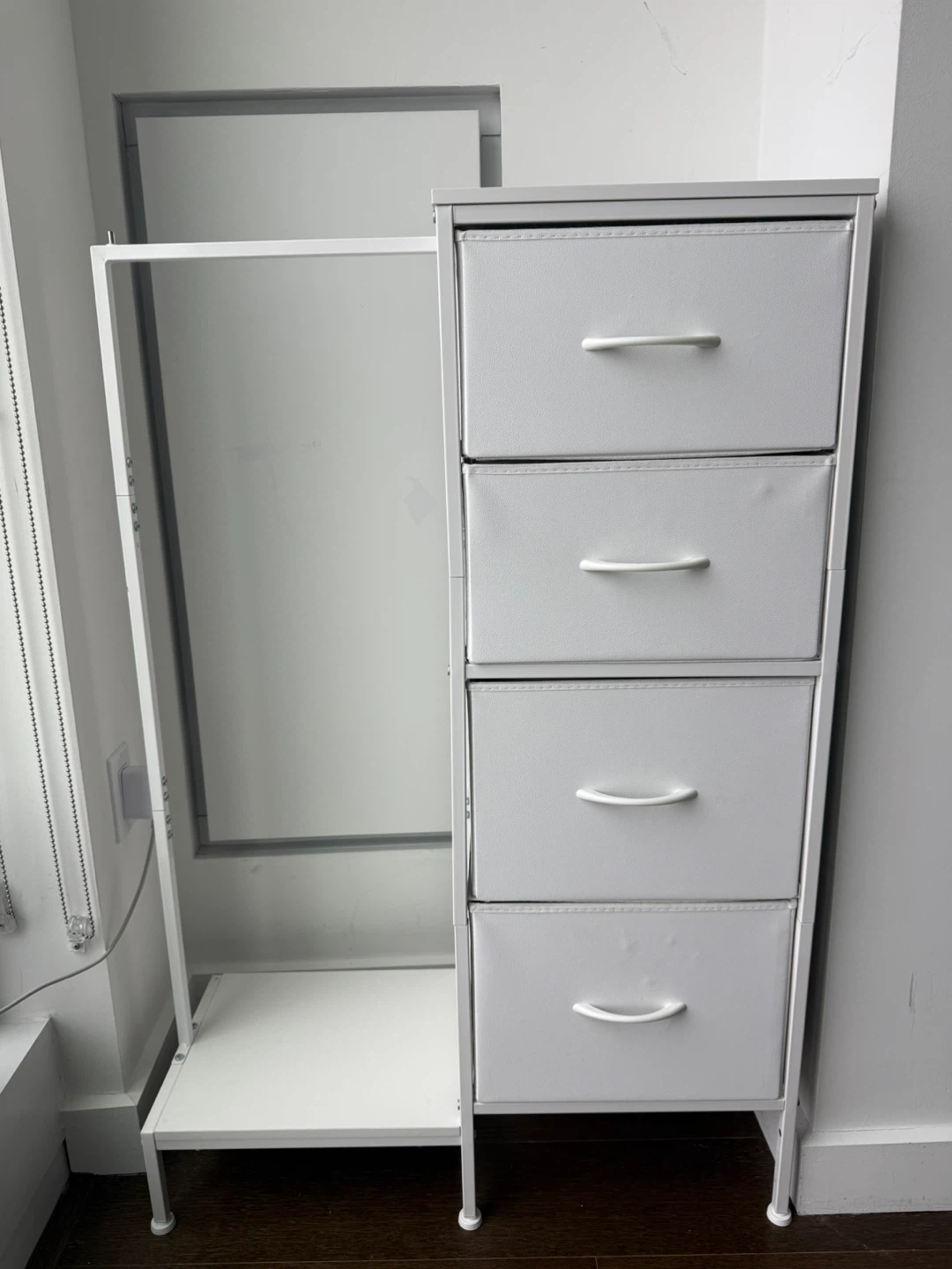 White 4-Drawer Dresser with Clothes Rack