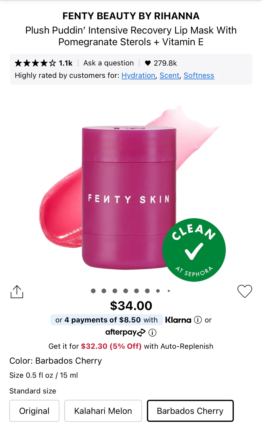 Fenty Intensive Recovery Lip Mask - Barbados Cherry