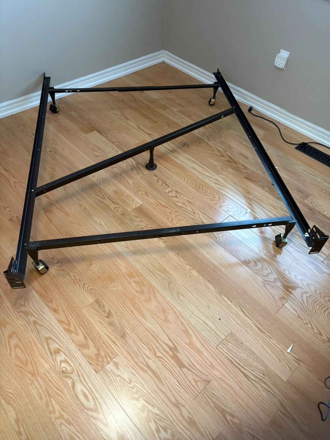 Black Metal Bed Frame with Wheels