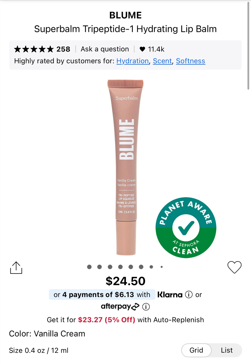 Blume Superbalm Tripeptide-1 Lip Balm - Vanilla Cream