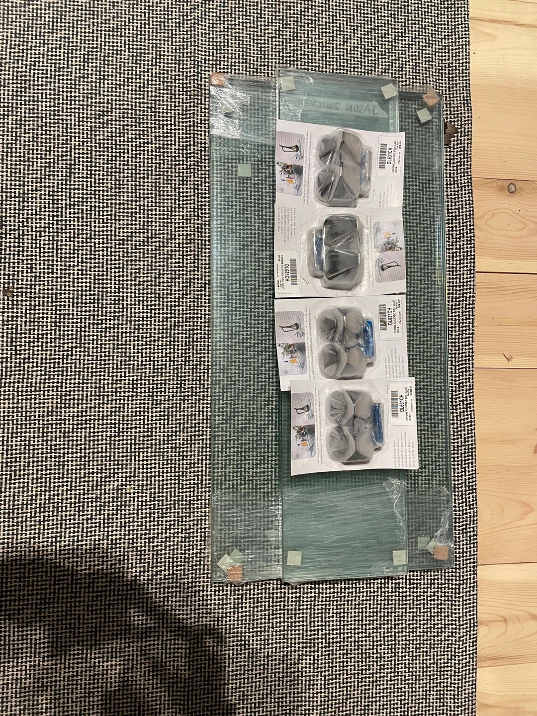 Glass shelves with Chrome adjustable shelf clamp sets - photo 2