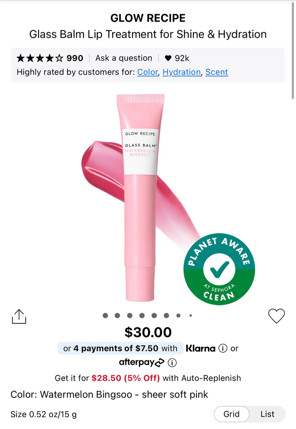 Glow Recipe Glass Balm Lip Treatment - Watermelon Bingsoo