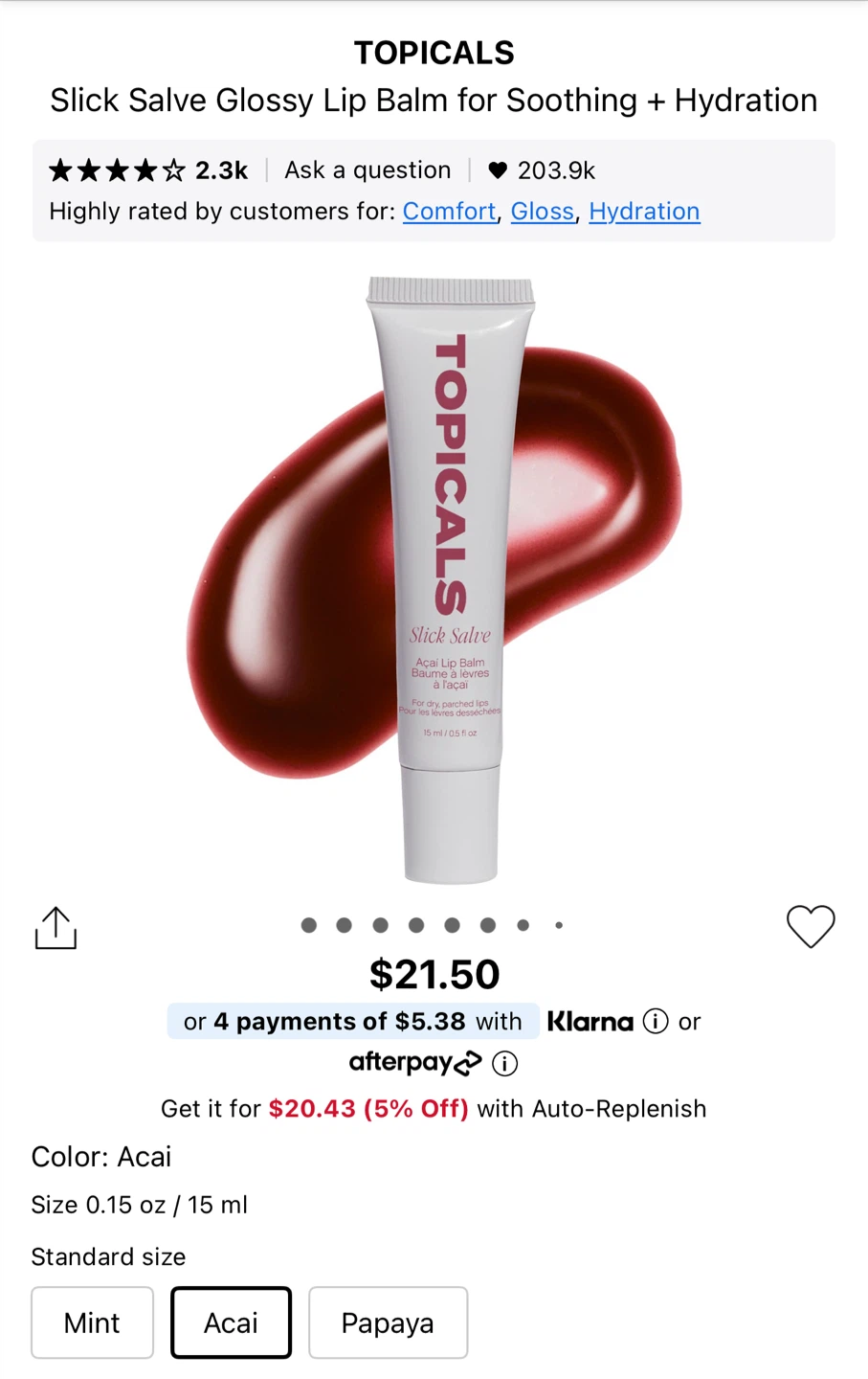 Topicals Slick Salve Acai Lip Balm