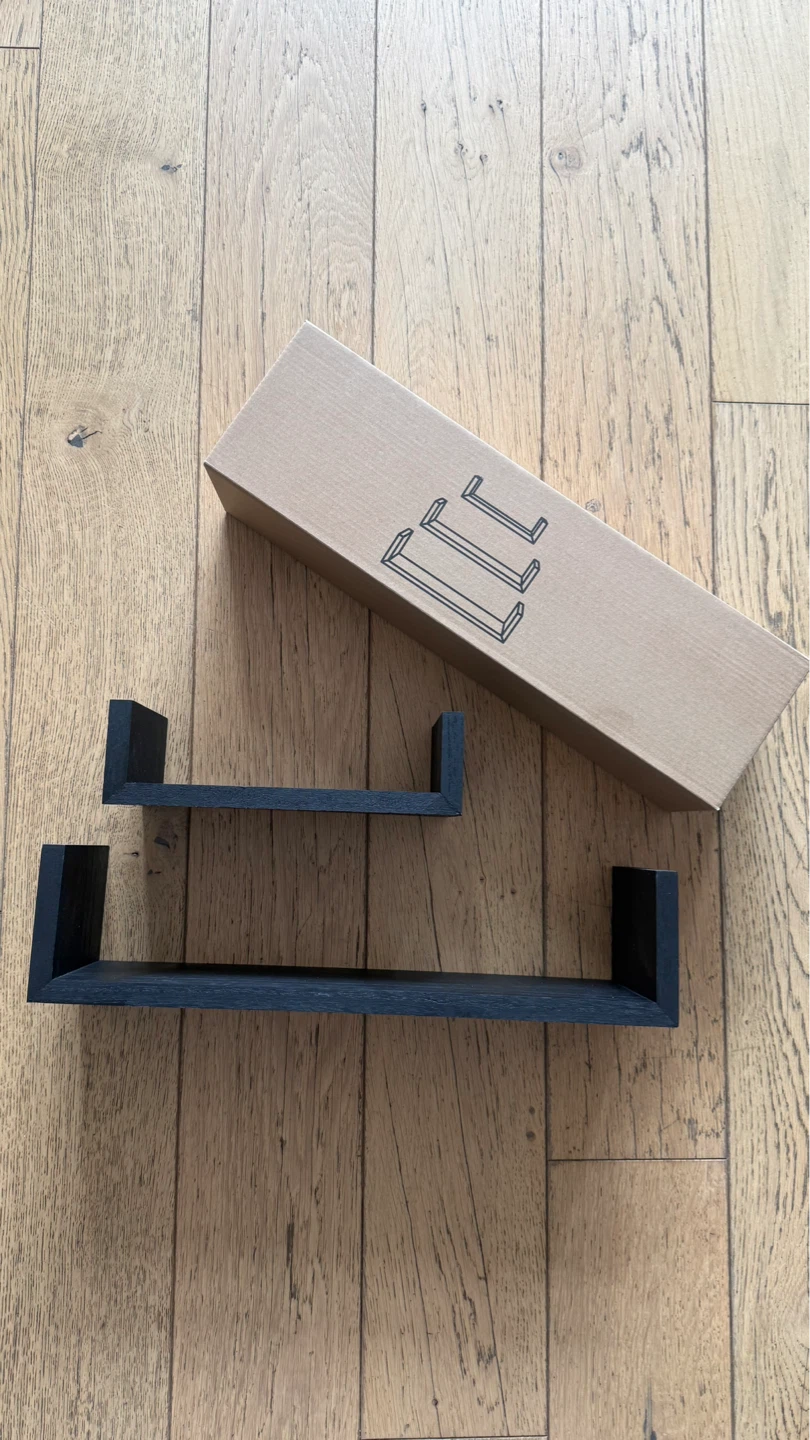 Set of 2 Black U-Shaped Shelves