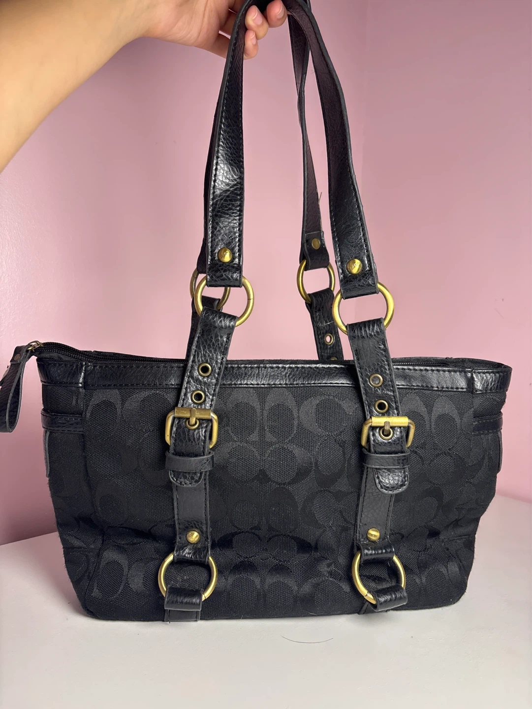Vintage Black Coach Monogram Bag - photo 2