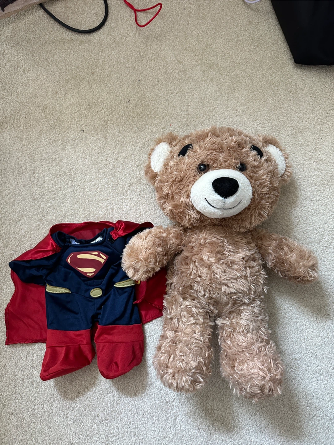 Vintage Build-A-Bear teddy bear with Superman Costume