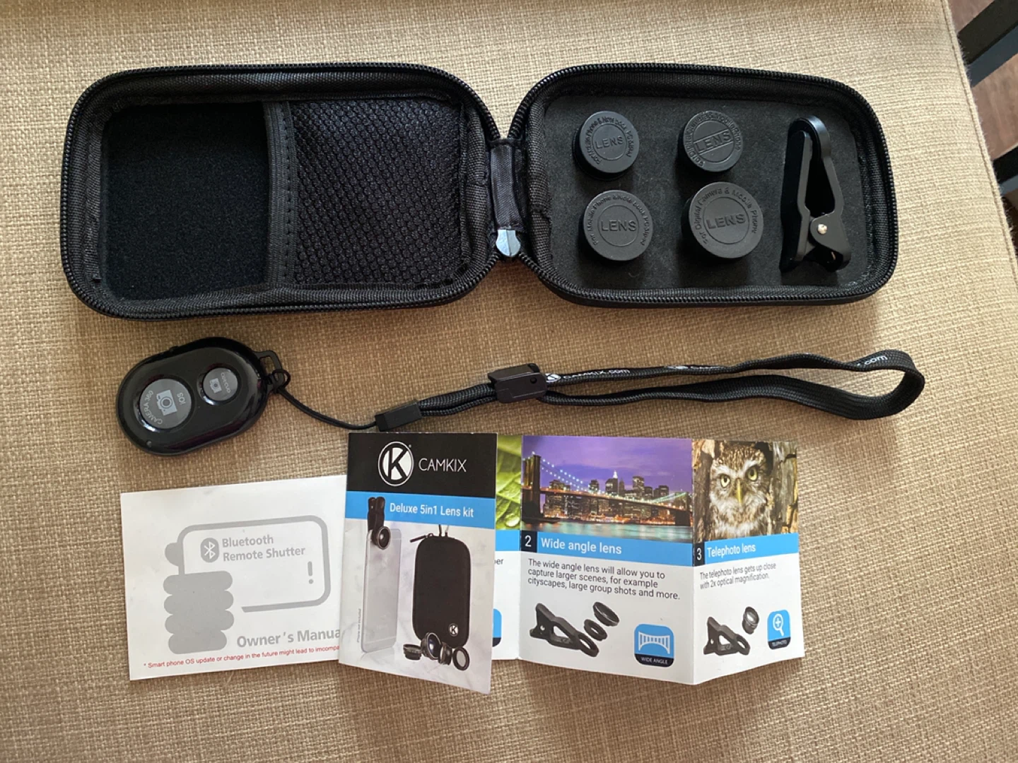 CamKix 5-in-1 Deluxe Phone Lens Kit with Bluetooth Remote