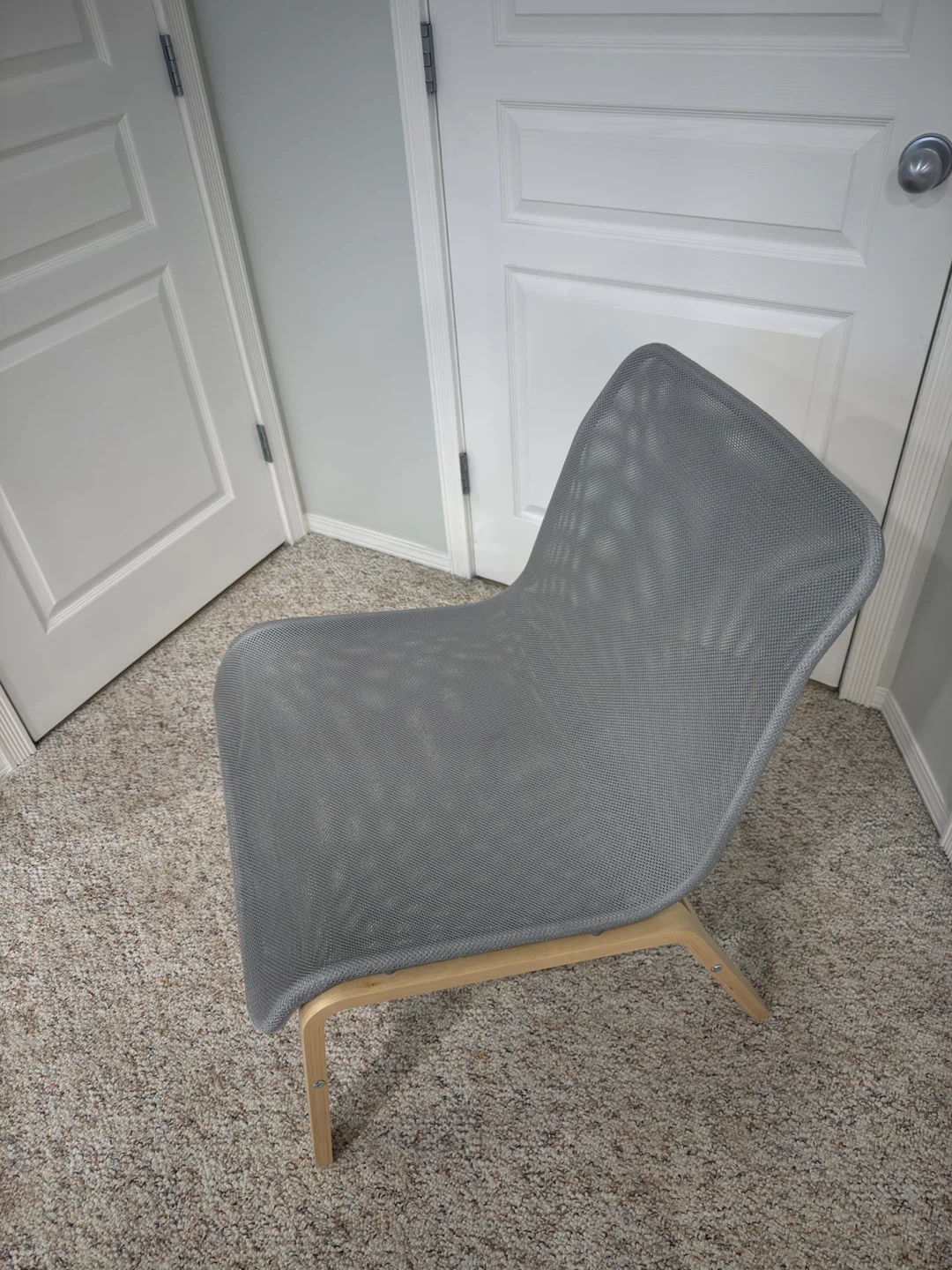 IKEA - Grey Mesh Lounge Chair with Wood Legs