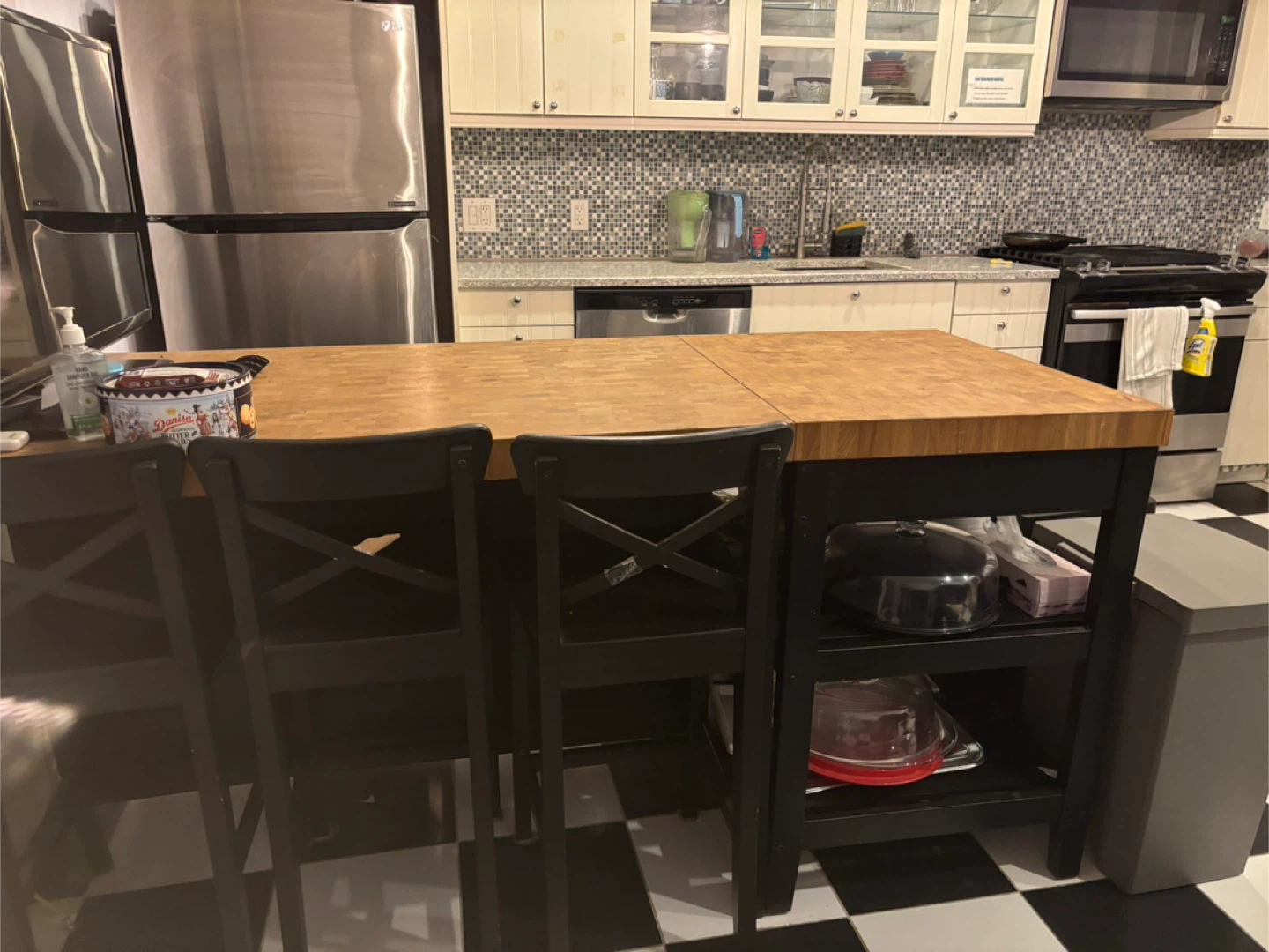 IKEA dining table (Small one and large one) with 3 chairs