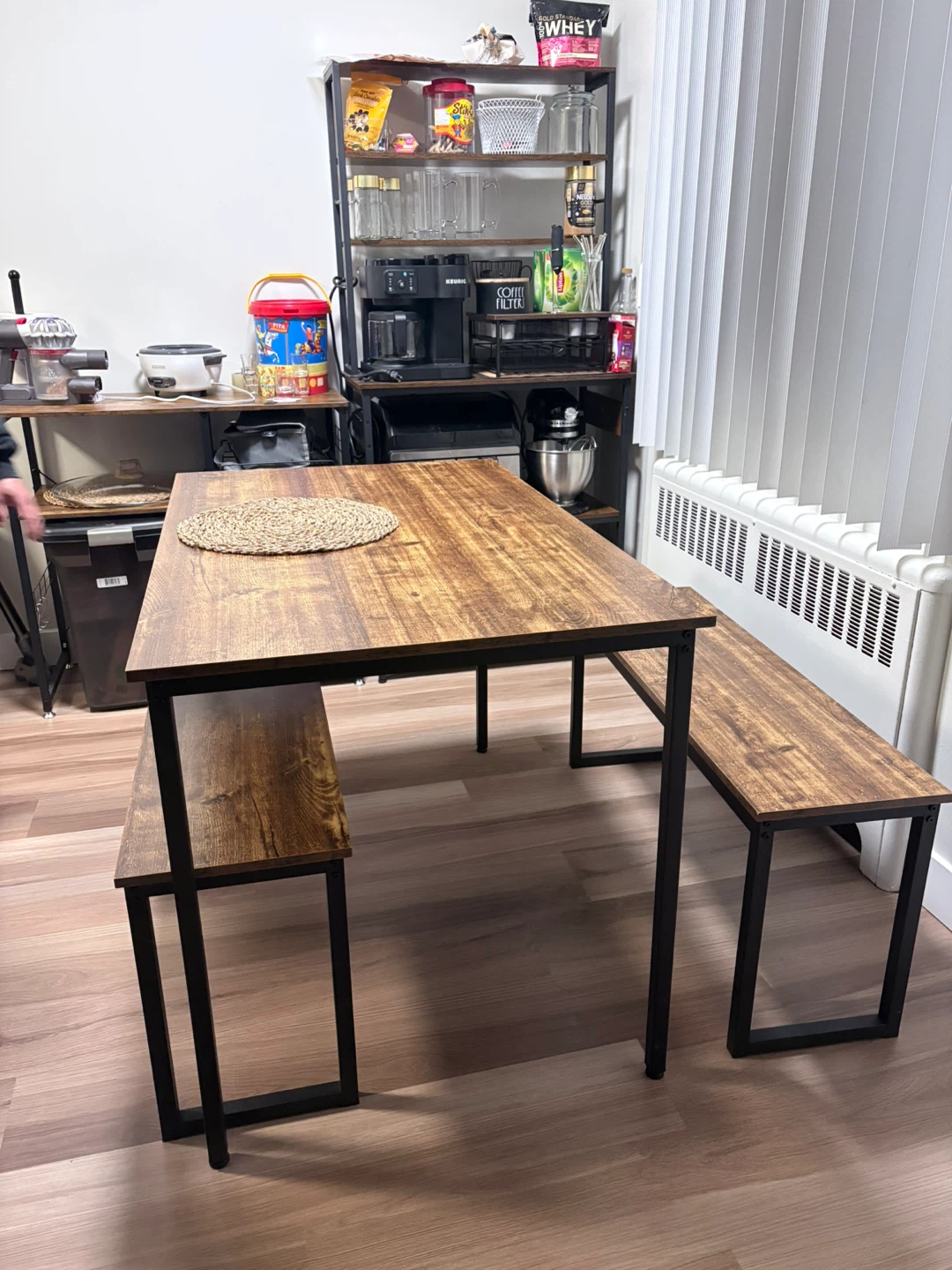 Rustic Wood Dining Table Set with 2 Benches - photo 2