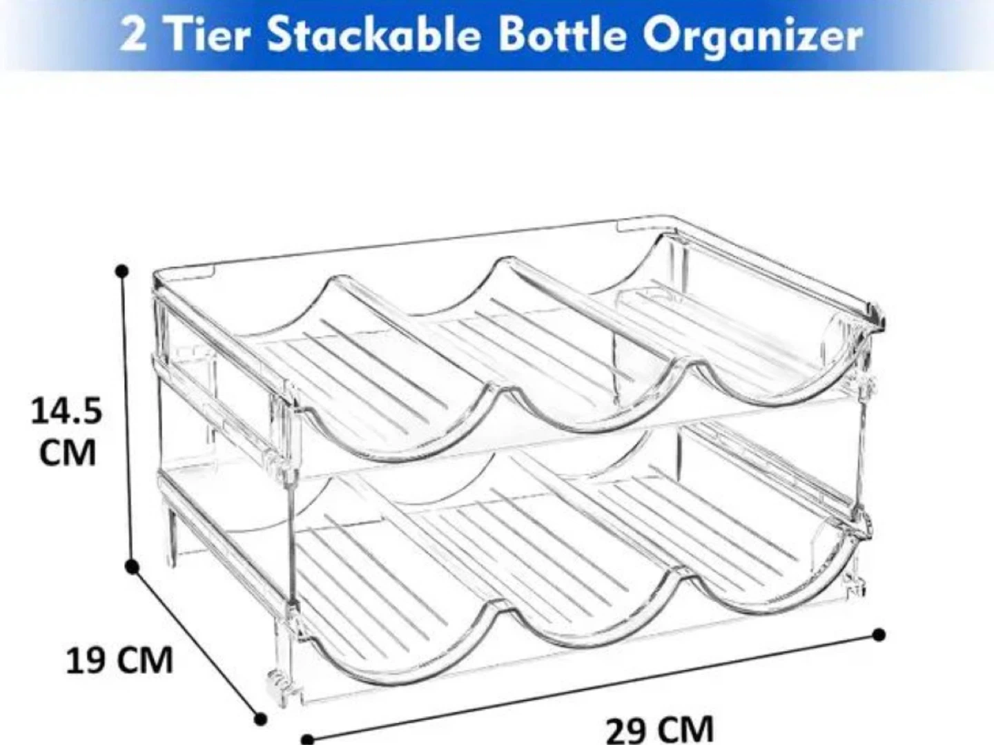 2 Tier Stackable Water Bottle Organizer - 6 Bottle Capacity - photo 4