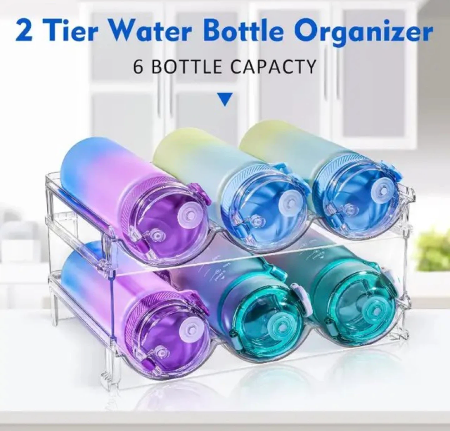 2 Tier Stackable Water Bottle Organizer - 6 Bottle Capacity - photo 3