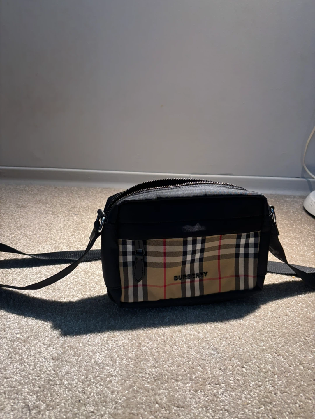 Burberry Black Nylon Check Crossbody Bag - photo 2