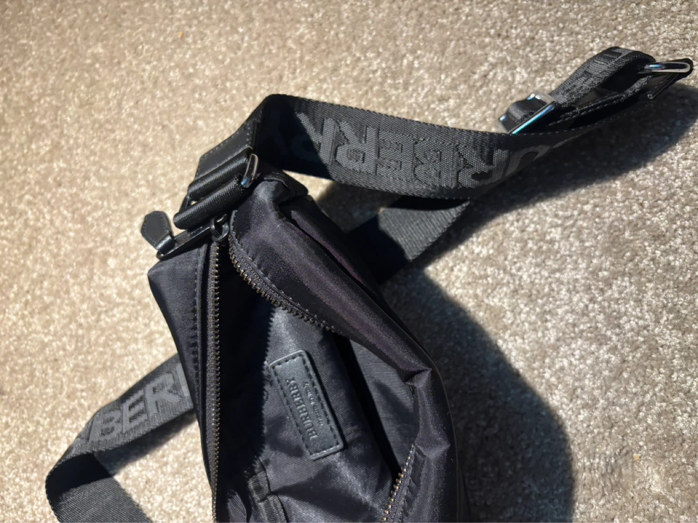 Burberry Black Nylon Check Crossbody Bag - photo 3