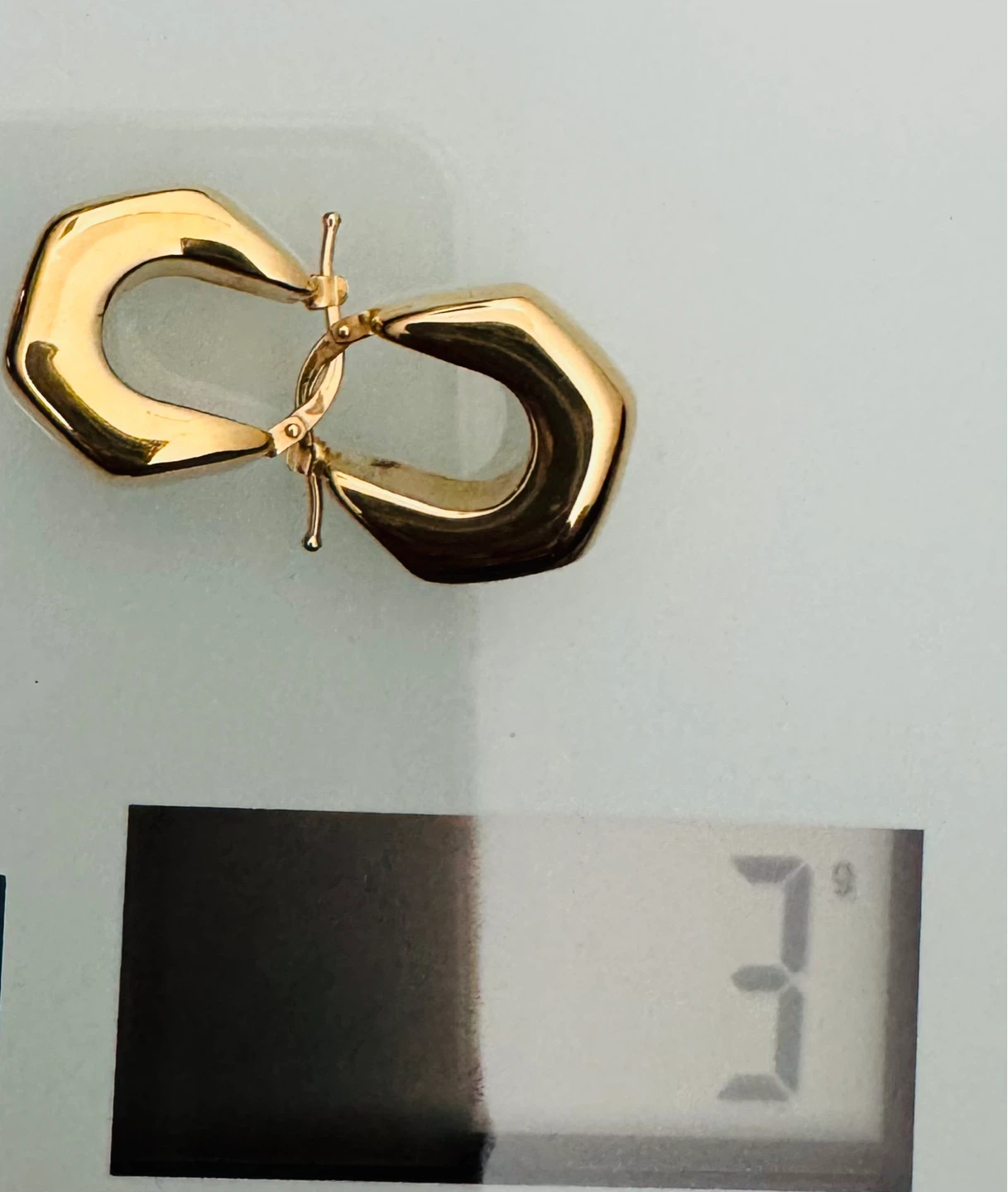 Solid yellow 18K gold Geometric Hoop Earrings - photo 2