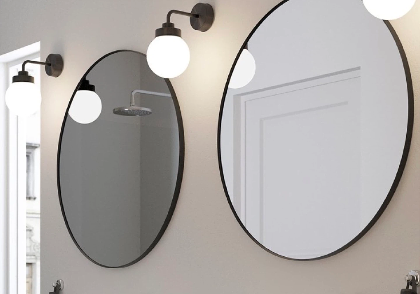 Round Black Framed Mirror