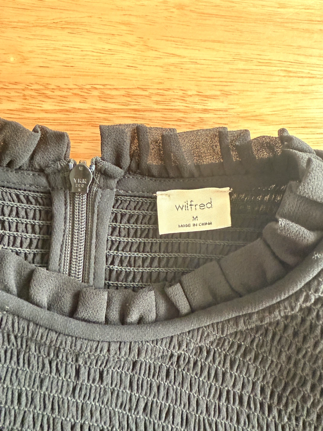 Aritzia Wilfred Black Smocked Long Sleeve Top - photo 2
