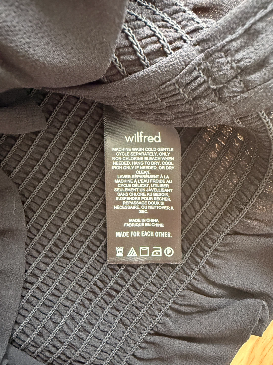 Aritzia Wilfred Black Smocked Long Sleeve Top - photo 3