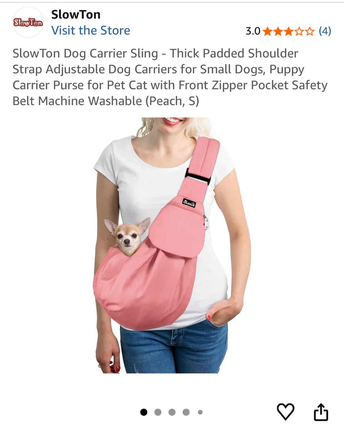 SlowTon Pink Dog Carrier Sling - Size S - photo 2
