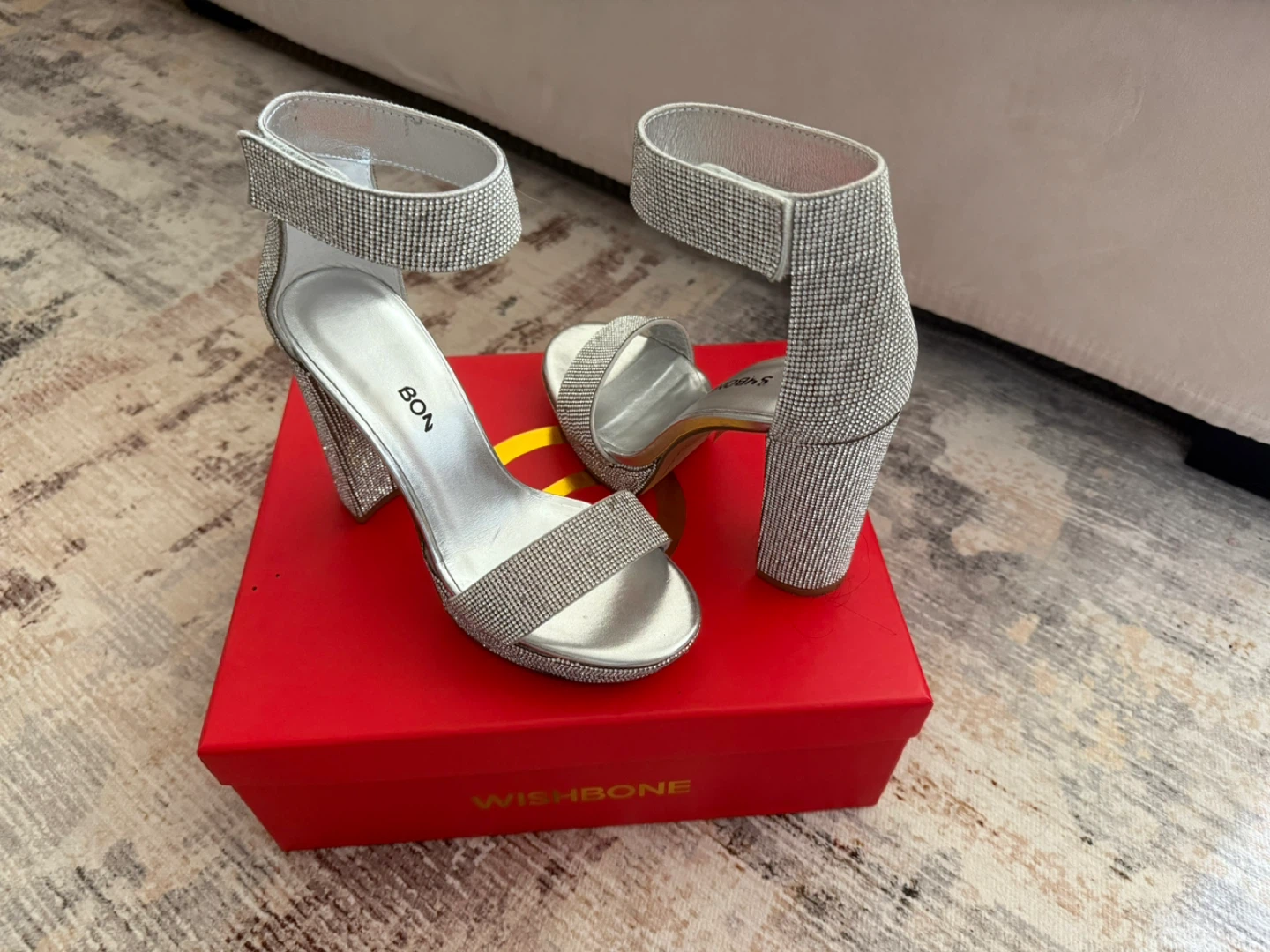 Wishbone Silver Rhinestone Heels-size 6.5 - photo 2