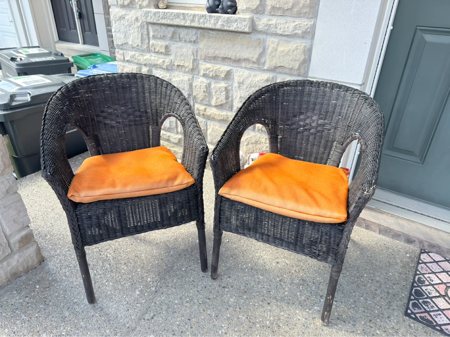 2 Wicker Patio chairs with cushions