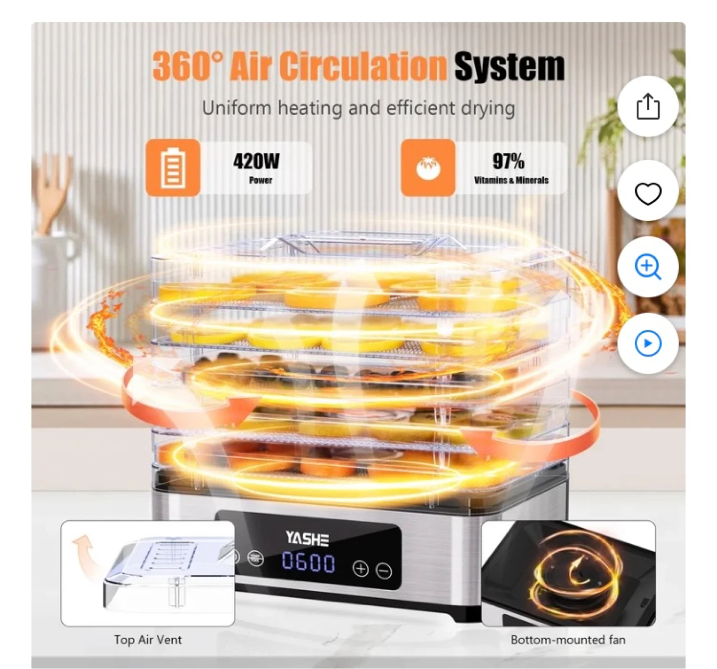 YASHE Food Dehydrator 5 Tiers - photo 5
