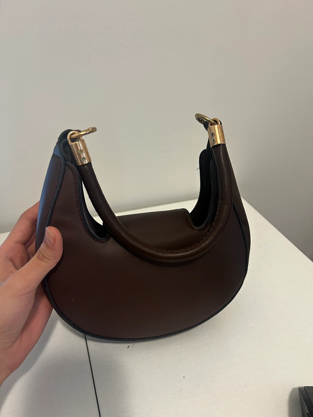 Brown Shoulder Bag with Monogram Pattern - photo 3