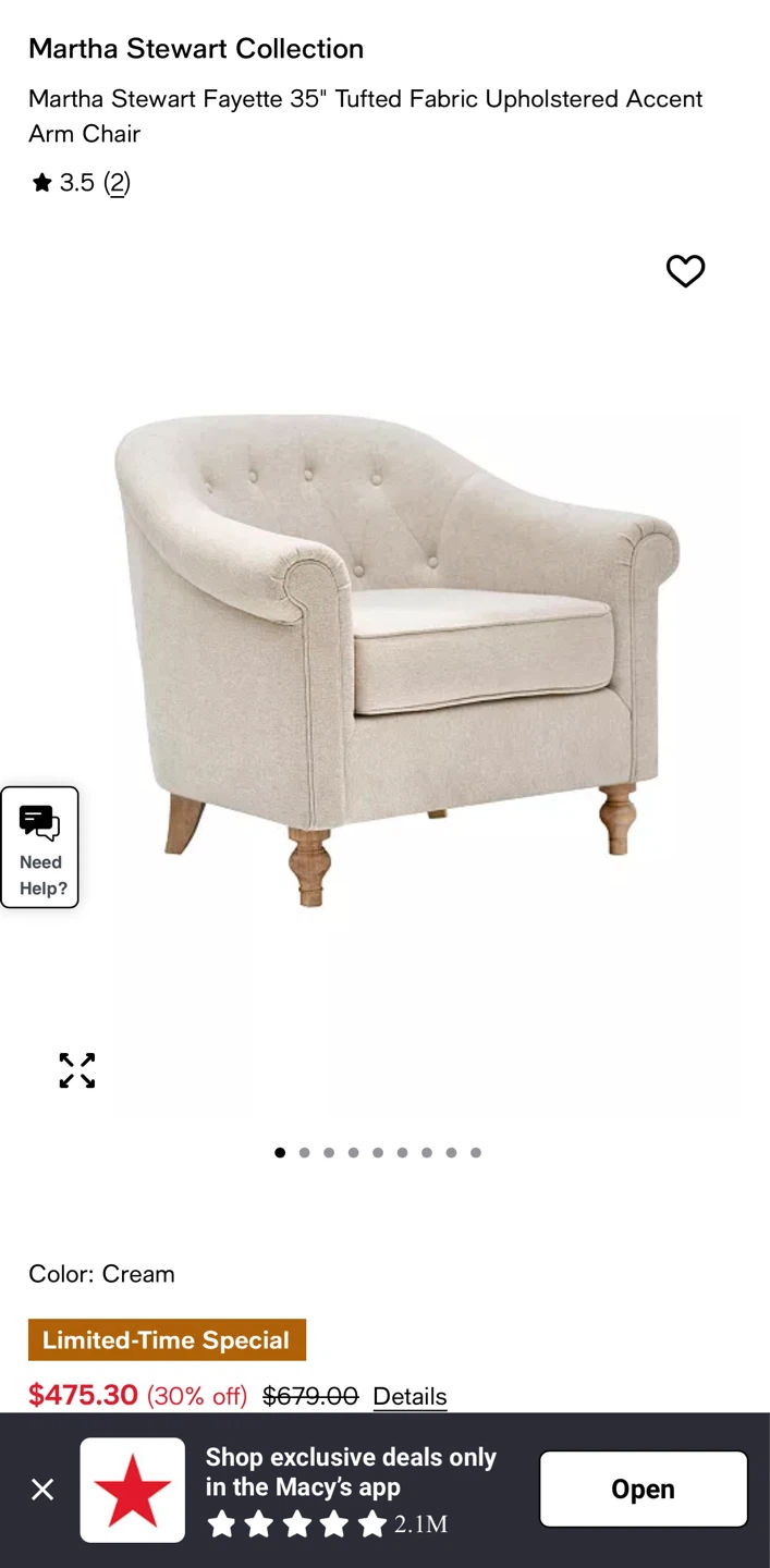 Martha Stewart Fayette Arm Chair - Cream - photo 5