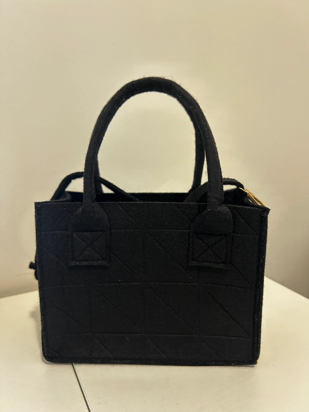 Black Felt Mini Tote Bag