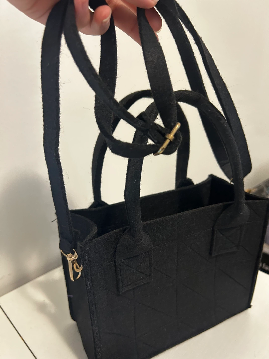 Black Felt Mini Tote Bag - photo 2