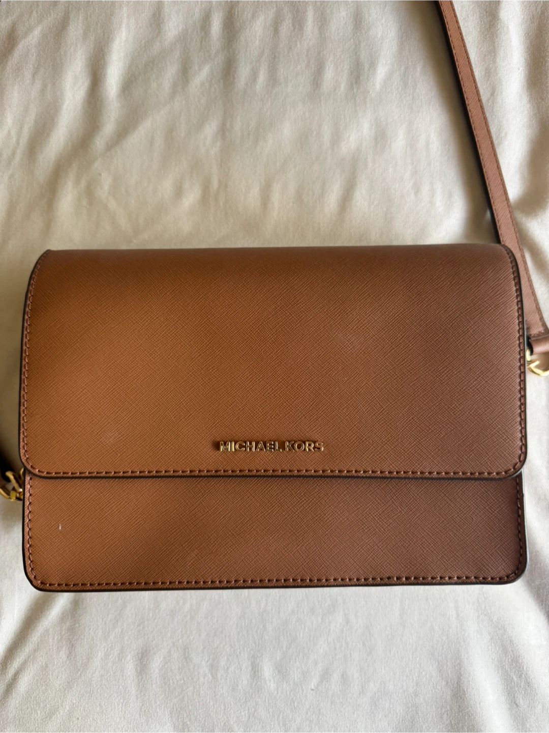 Michael Kors Brown Saffiano Leather Wallet Crossbody Bag