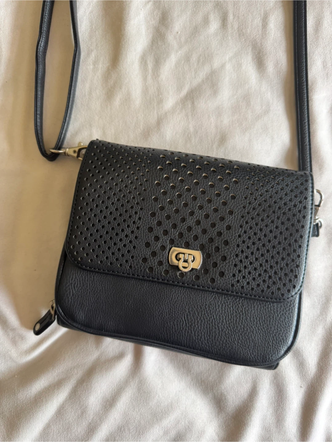 Fiorelli Black Crossbody Bag with Perforated Detail