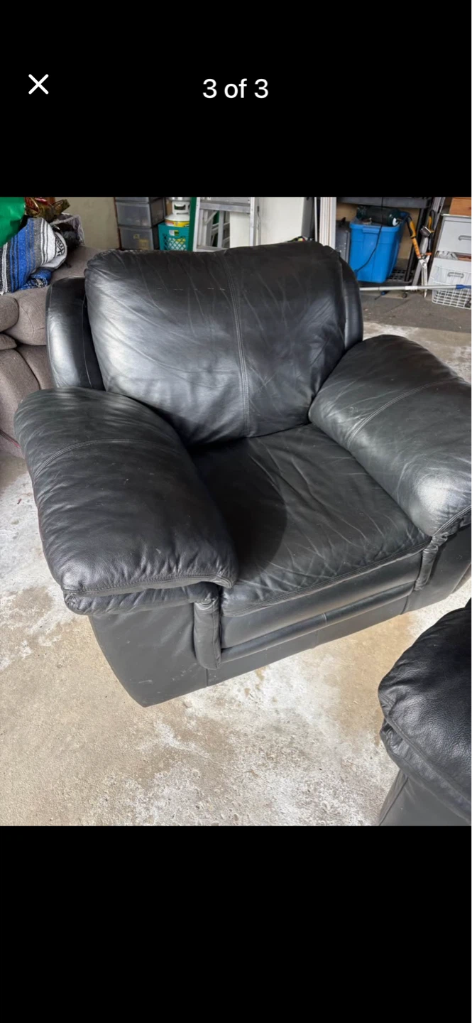 Black Leather Loveseat and leather chair - photo 3