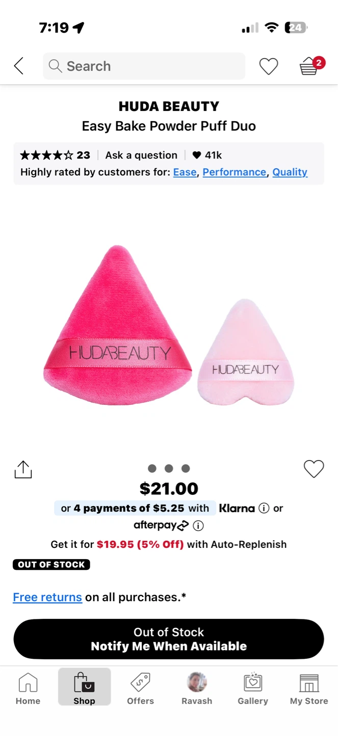 Huda Beauty Easy Bake Powder Puff Duo - Pink & Rose
