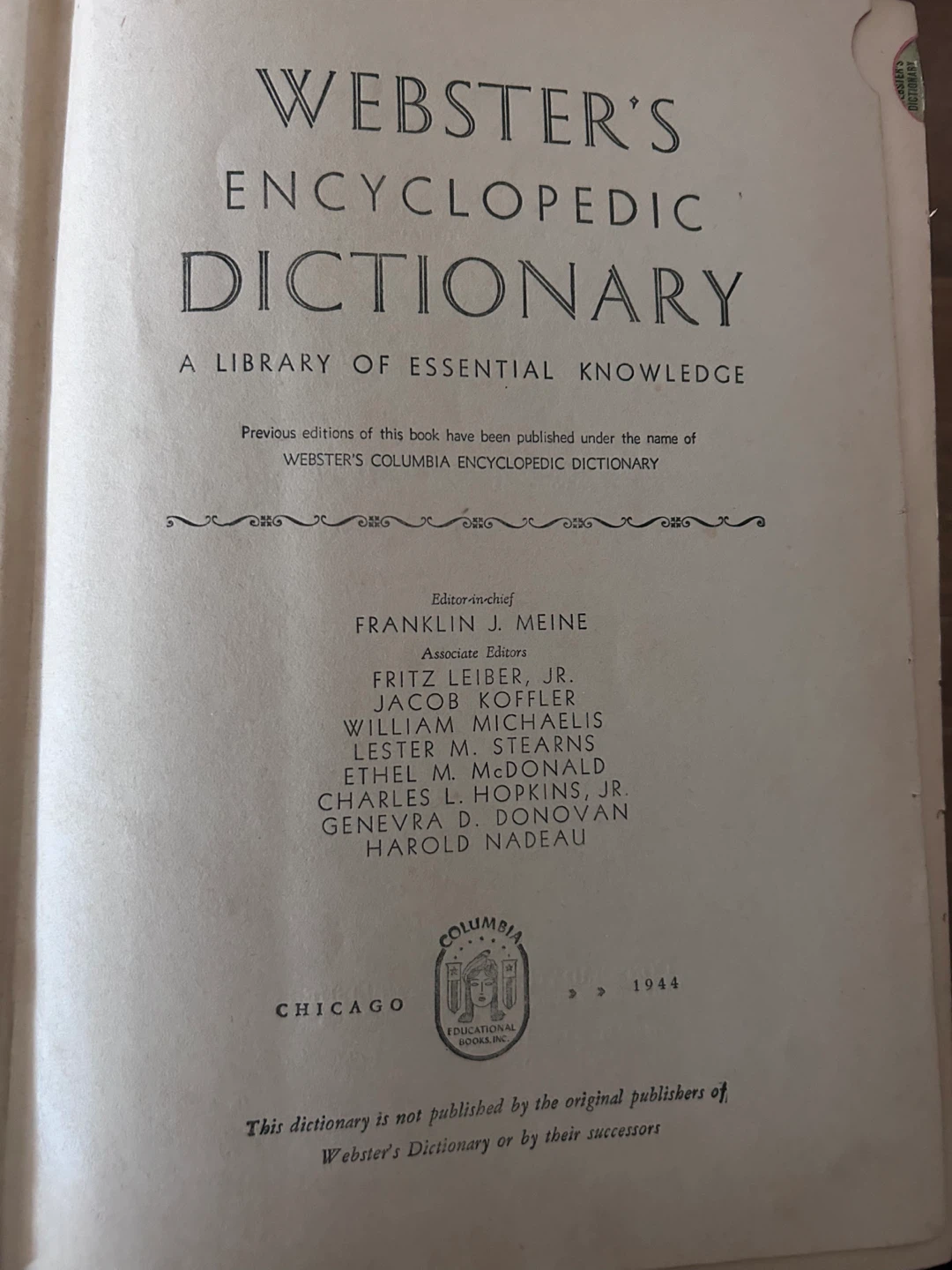 1944 Collectible Webster's Encyclopedic Dictionary - photo 2