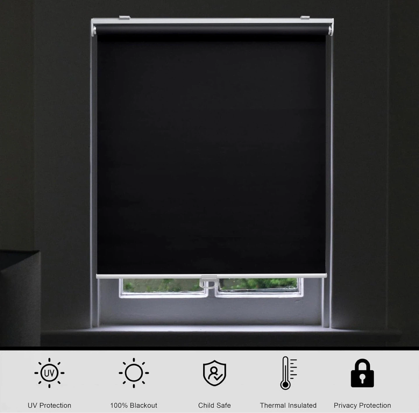 NEW Black Cordless Blackout Zebra Blind, 72”Wx72”H - photo 5