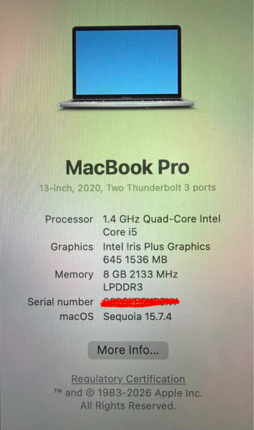 Apple MacBook Pro 13-inch 2020 Intel Core i5 8GB RAM 1.4GHz - photo 3