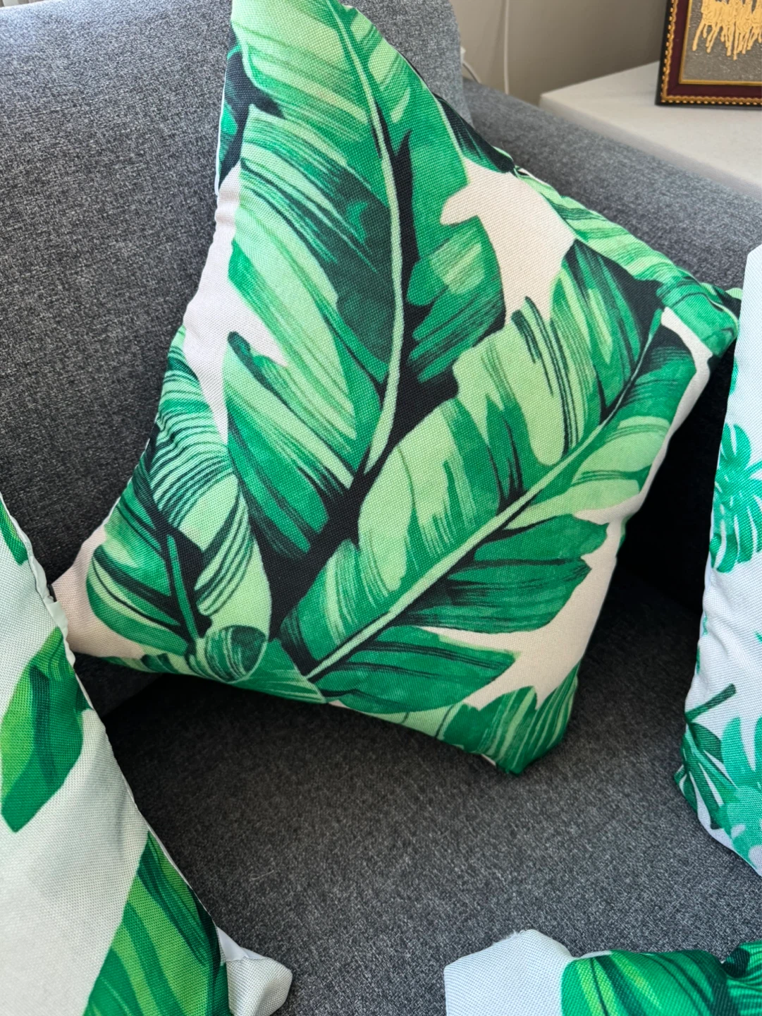 Set of 5 Tropical Leaf Print Throw Pillows - photo 3