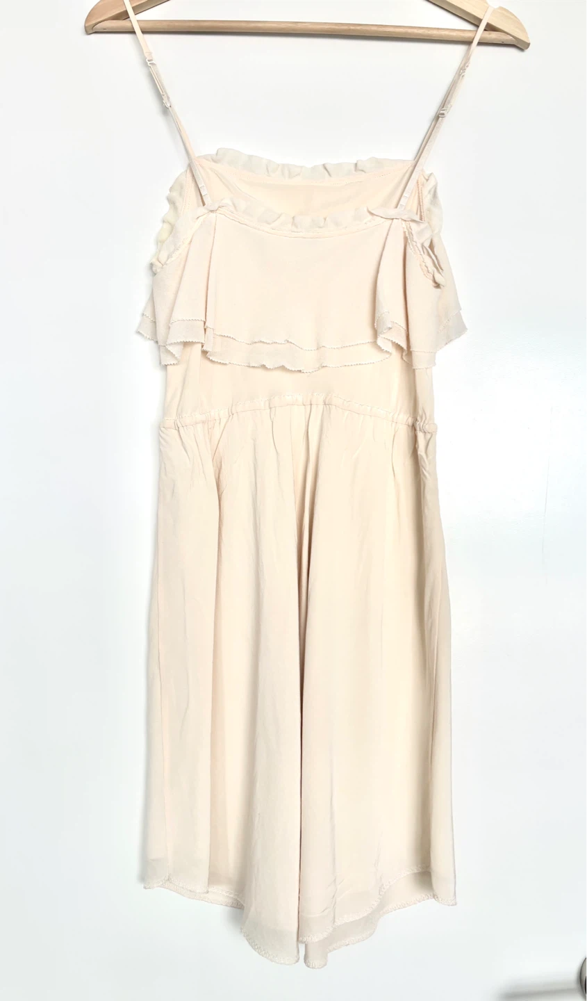 Aritzia Wilfred Cream Ruffle Silk Dress - XS - photo 2