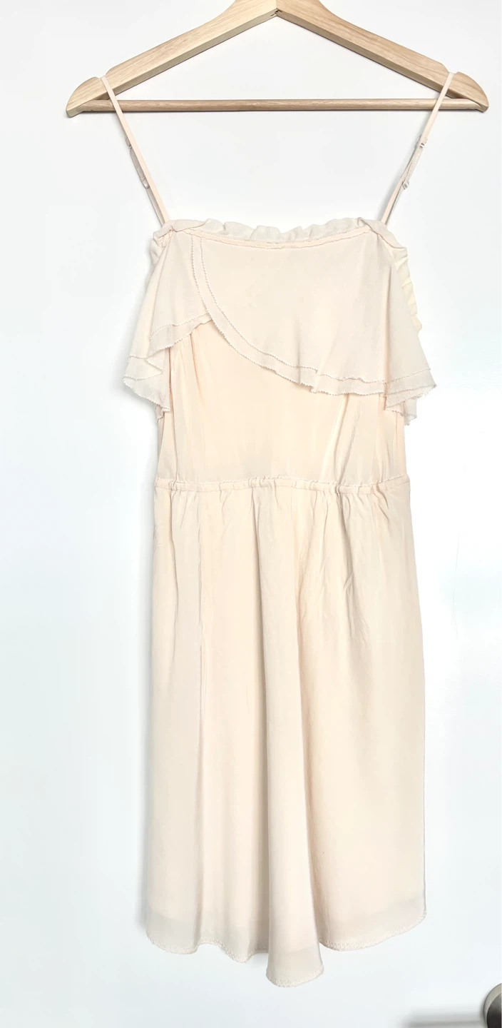 Aritzia Wilfred Cream Ruffle Silk Dress - XS
