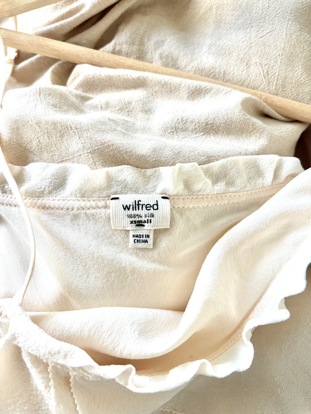 Aritzia Wilfred Cream Ruffle Silk Dress - XS - photo 3