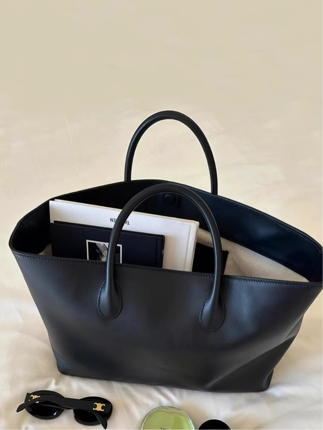 Black Leather Tote Bag