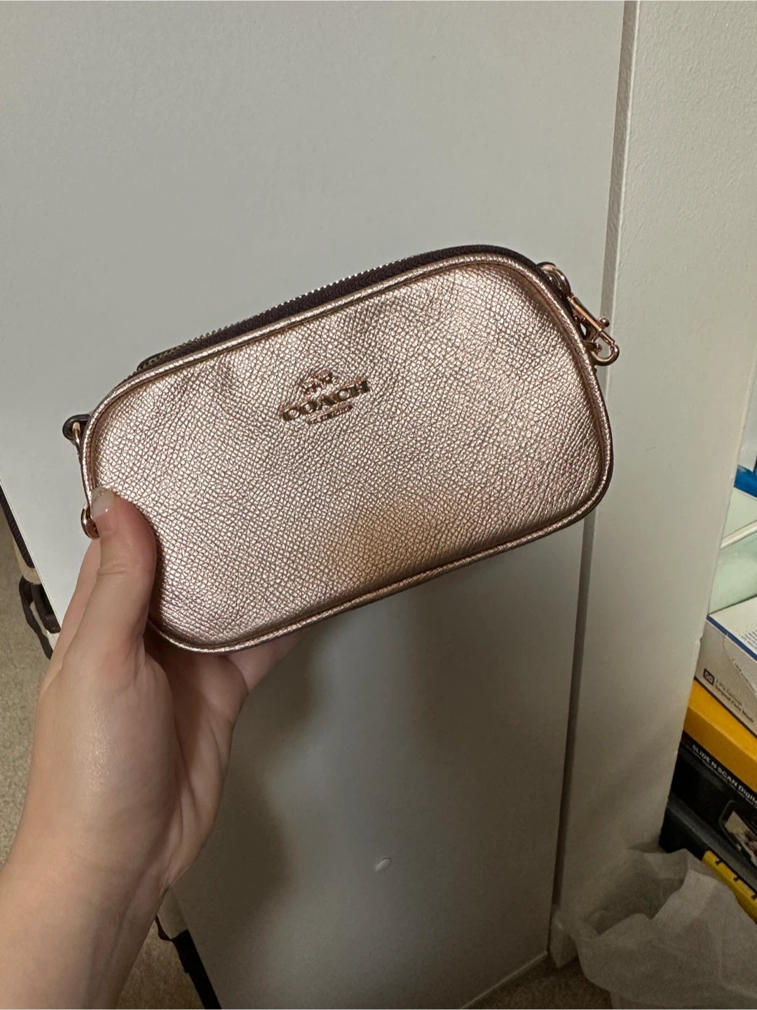 Coach Rose Gold Double Zip Pouch