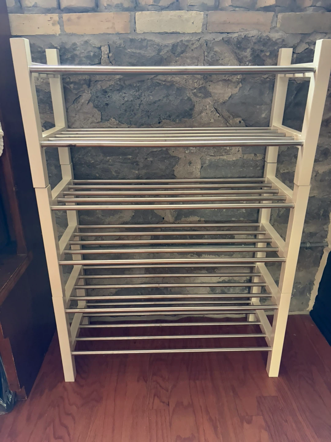 White Shoe Rack with Metal Shelves (three total)