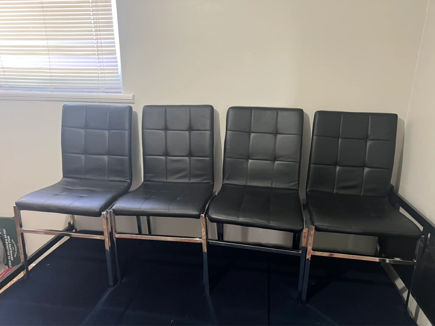 Set of 4 Black Faux Leather Dining Chairs with Dinner Table - photo 3